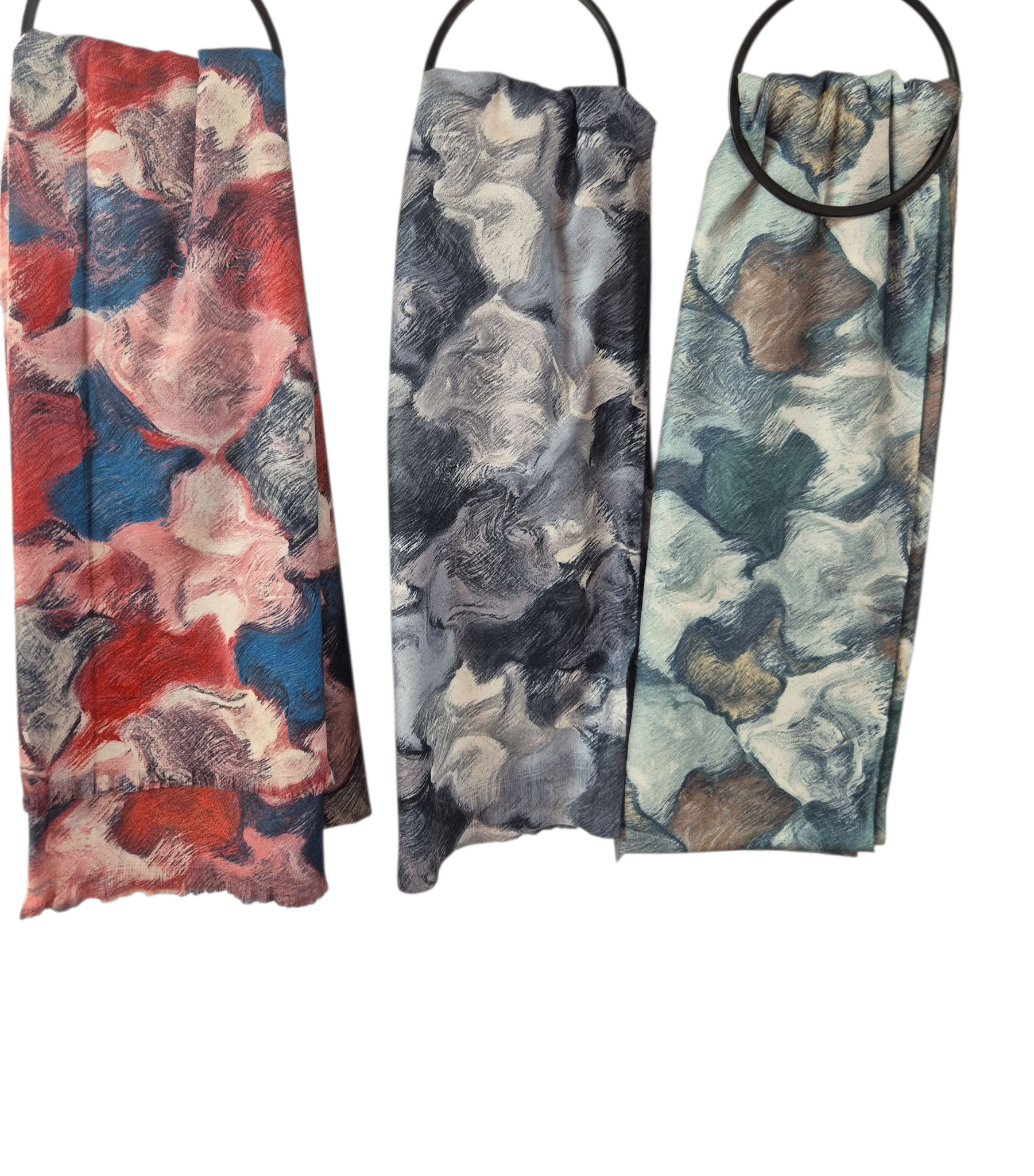 MM Sweet Large Scarf with Fringe FA610530 Abstract Print