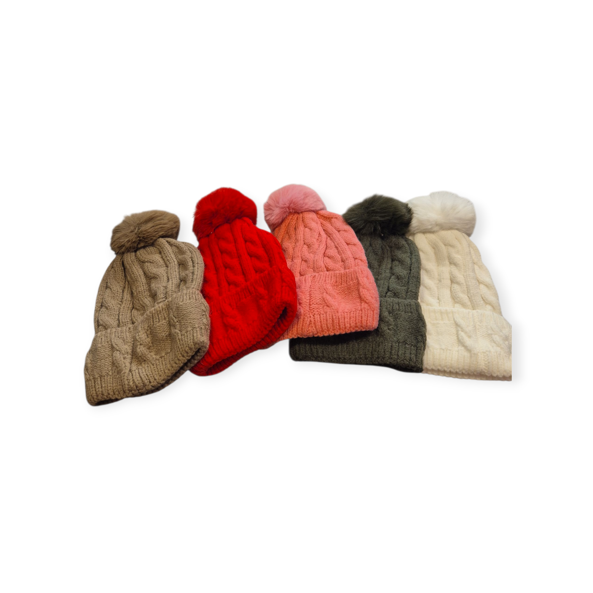 MM Sweet Ladies Cable Knit Pom Pom Hat CM3437