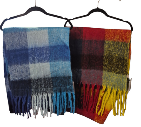 MM Sweet Large Blanket Scarf with Fringe SC-3023 Check