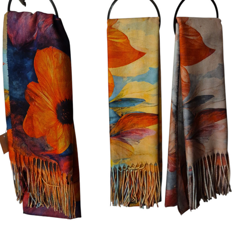 Ladies Long Scarf SC-3579 Large Floral Print
