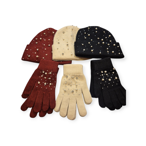 MM Sweet Ladies Knitted Embellished Gloves G-1845