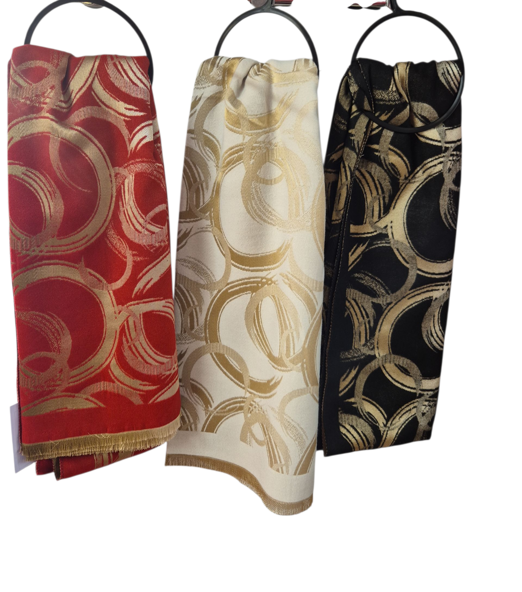 Ladies Long Reversible Scarf S-70180 Overlapping Circles