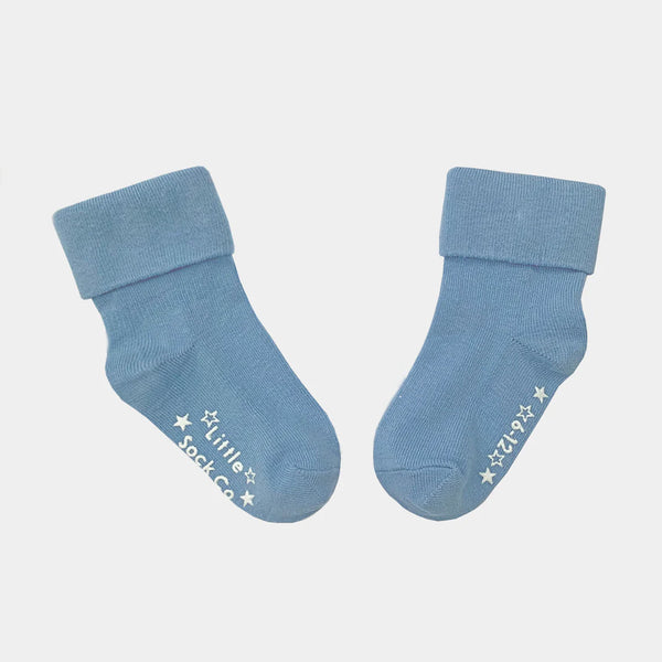 The Little Sock Co- Stay-on, Non-Slip Socks Ocean Blue