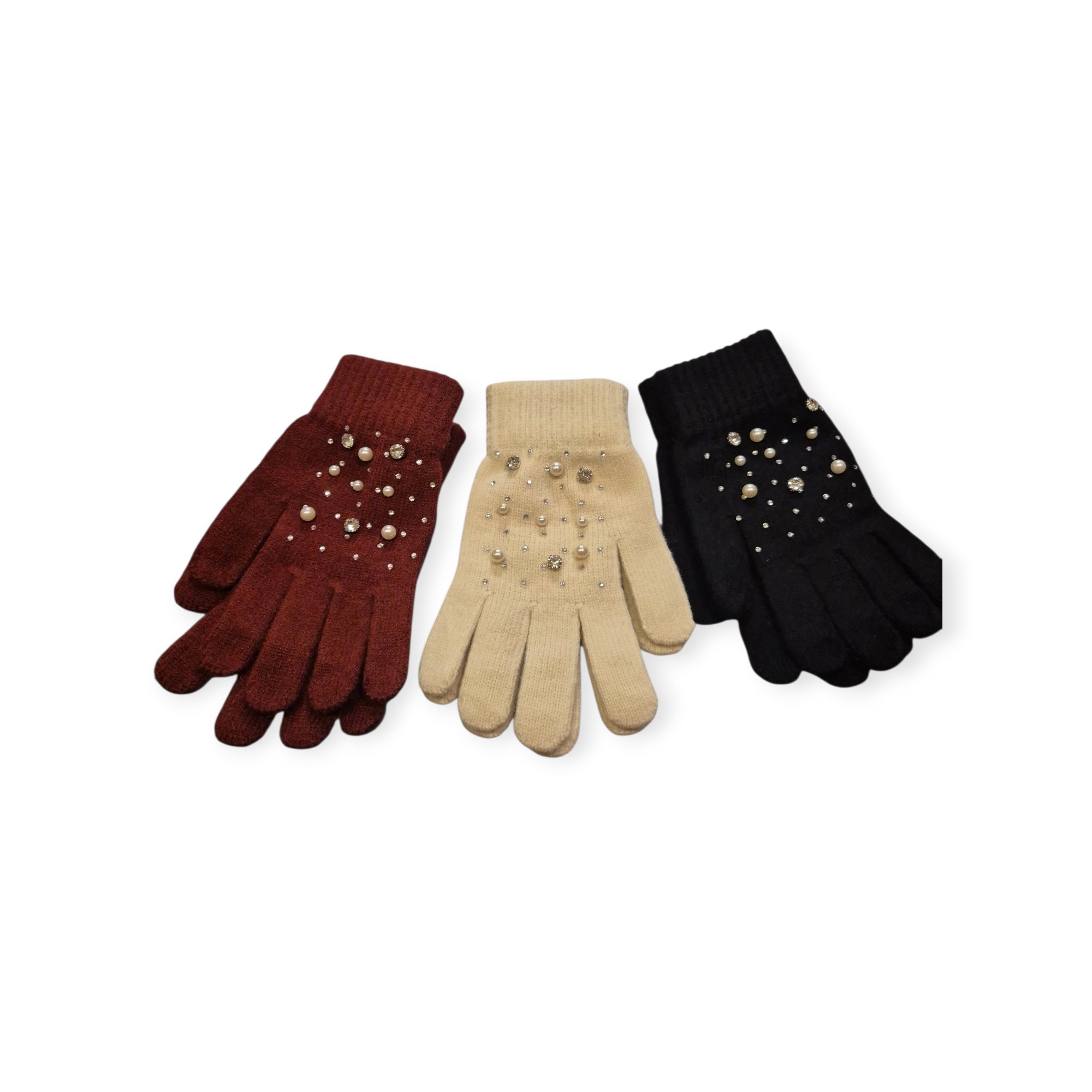 MM Sweet Ladies Knitted Embellished Gloves G-1845