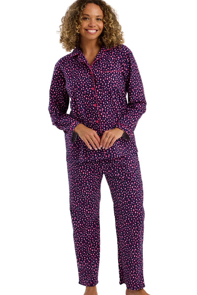 Indigo Sky  Ladies Cosy Brushed Cotton Printed Pyjama Set Neon Leopard