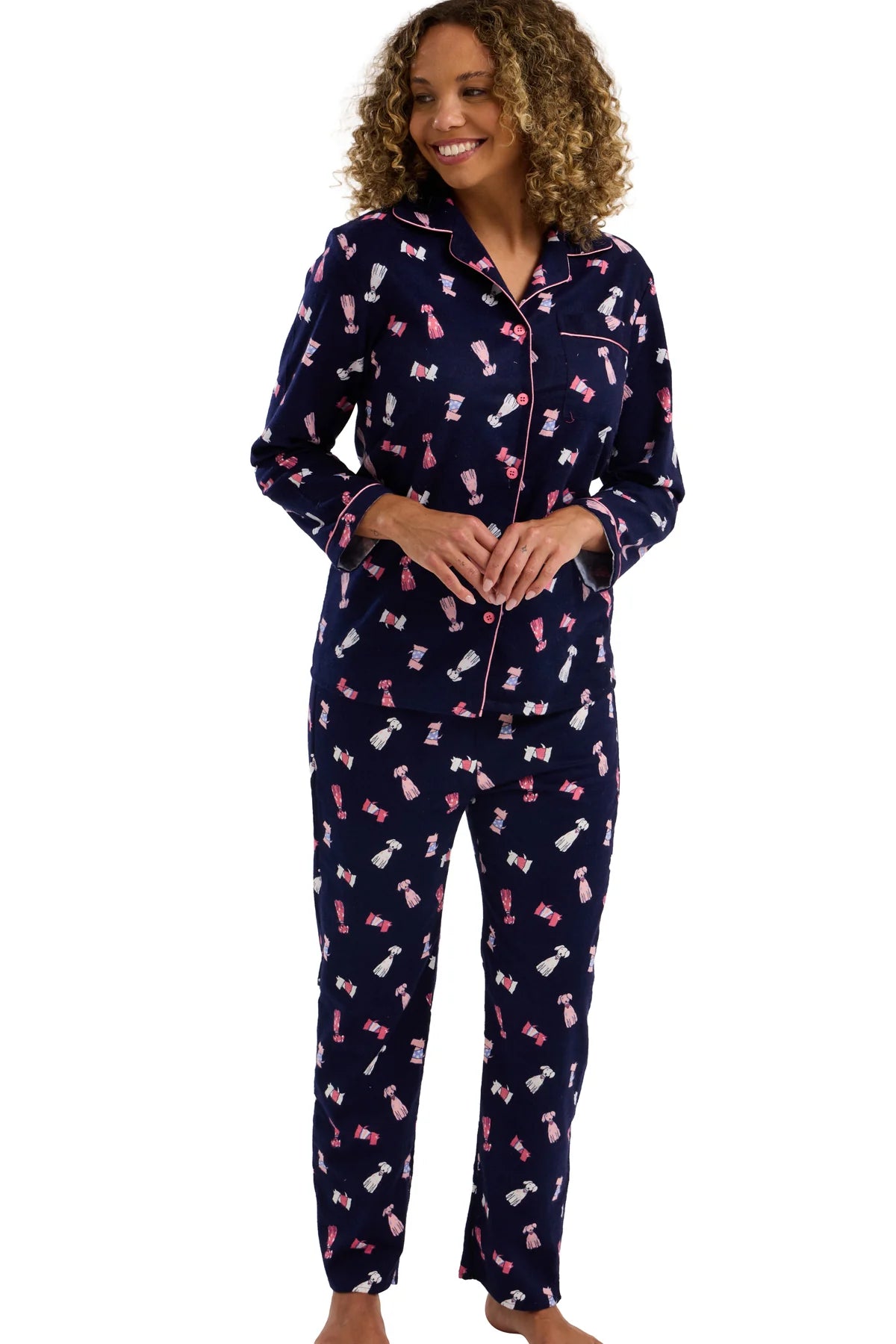 Indigo Sky Cosy Brushed Cotton Printed Pyjama Set Playful Pooch