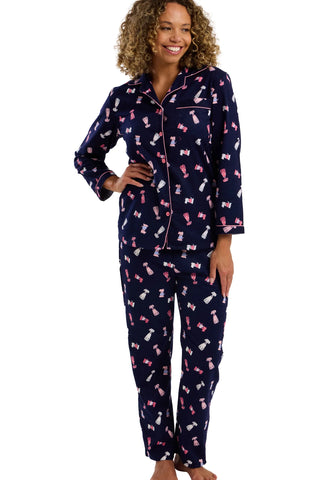 Indigo Sky Cosy Brushed Cotton Printed Pyjama Set Playful Pooch