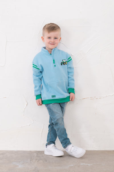 Little Lighthouse Boys 1/4 Zip Jonah Jersey - Green Tractor+Baler