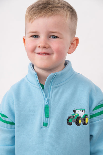 Little Lighthouse Boys 1/4 Zip Jonah Jersey - Green Tractor+Baler