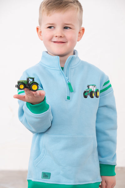 Little Lighthouse Boys 1/4 Zip Jonah Jersey - Green Tractor+Baler