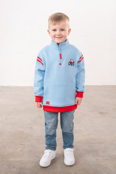 Little Lighthouse Boys 1/4 Zip Jonah Jersey - Red Tractor+Baler