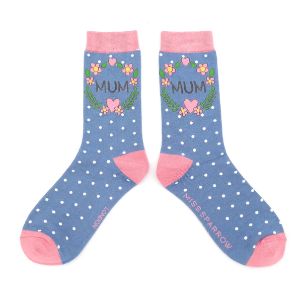Miss Sparrow Ladies Bamboo Socks Mum Floral Wreath Socks