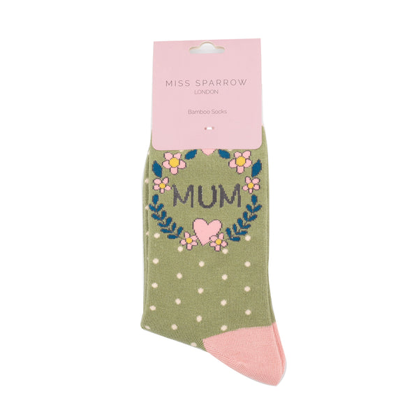 Miss Sparrow Ladies Bamboo Socks Mum Floral Wreath Socks