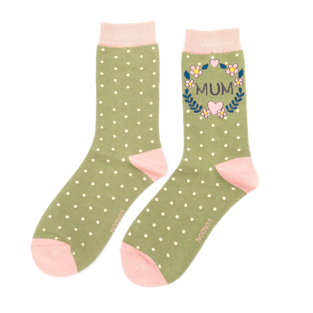 Miss Sparrow Ladies Bamboo Socks Mum Floral Wreath Socks