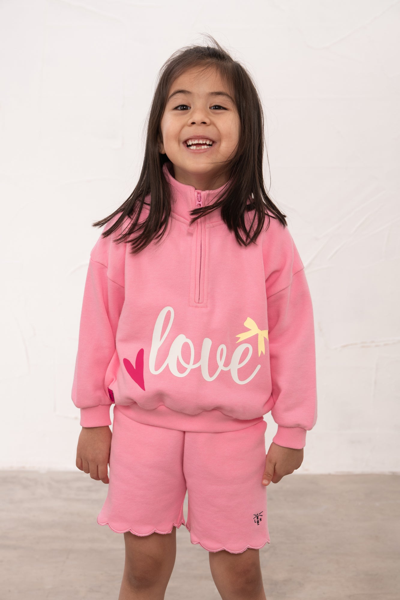 girls half  zip pink