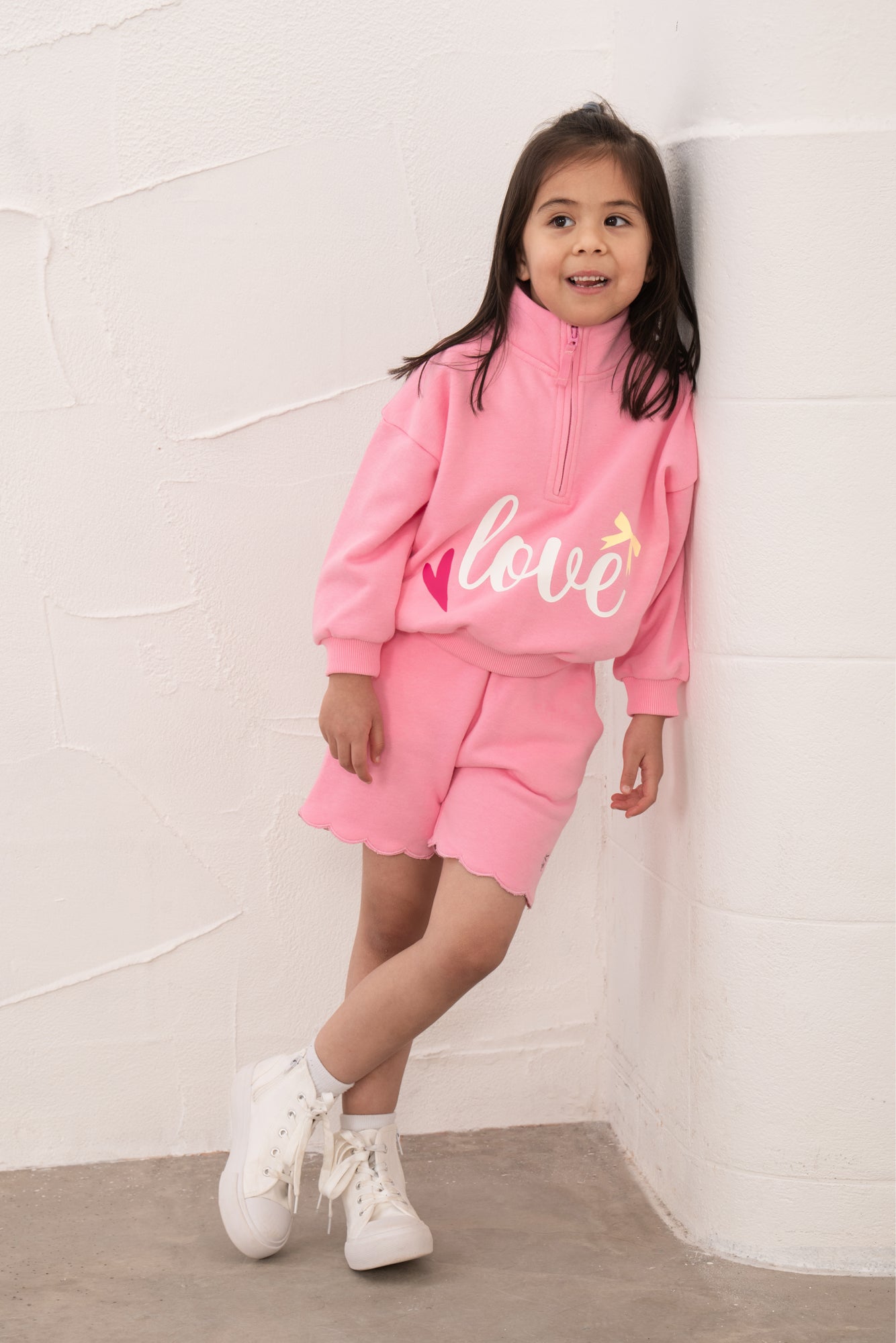girls half  zip pink