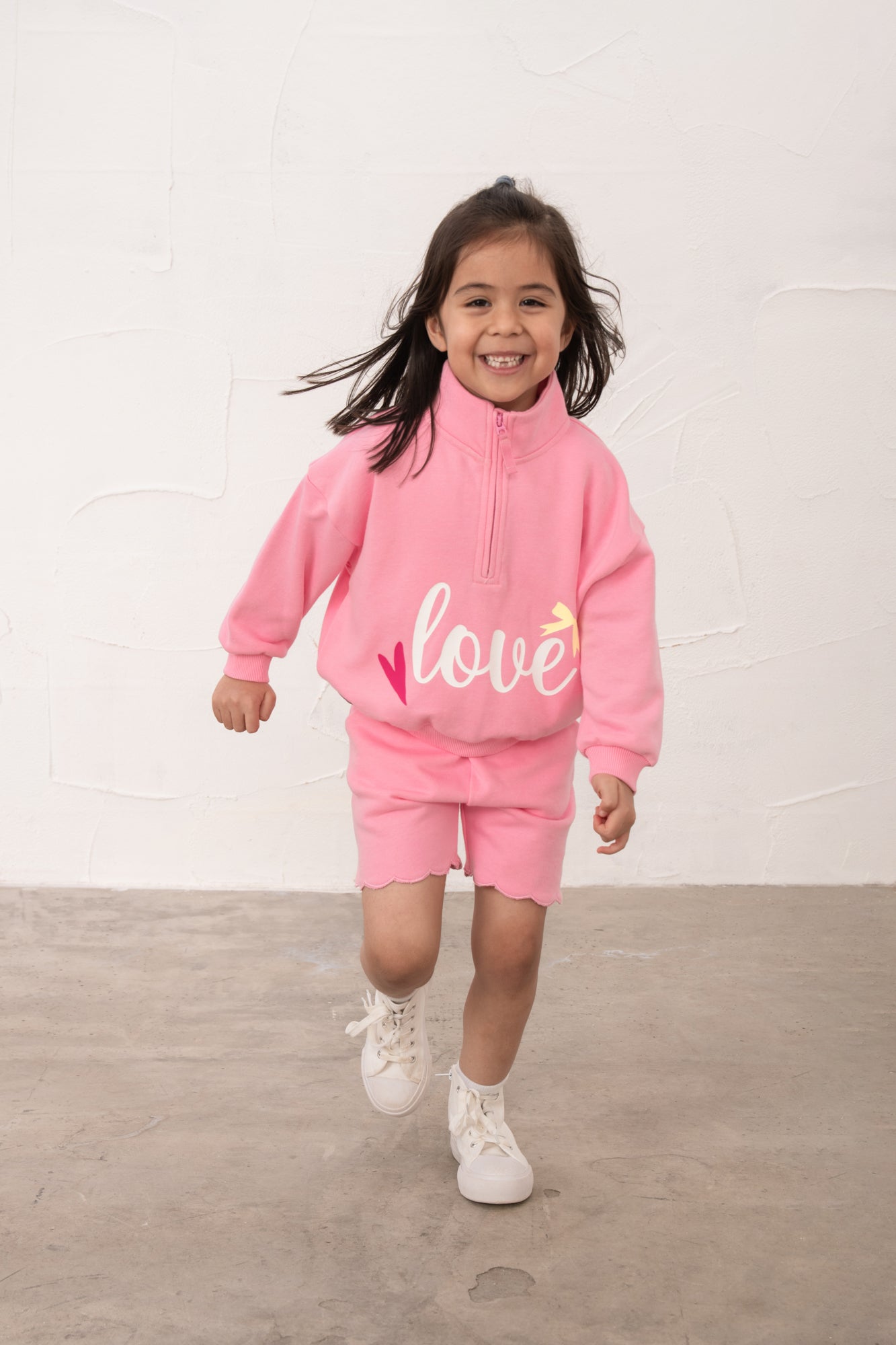 girls half  zip pink
