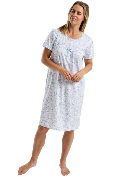 Marlon Short Sleeve Jersey Cotton Nightdress Fun Floral Print