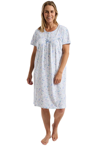 Marlon Short Sleeve Jersey Cotton Nightdress Fun Floral Print
