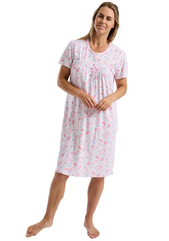 Marlon Short Sleeve Jersey Cotton Nightdress Fun Floral Print