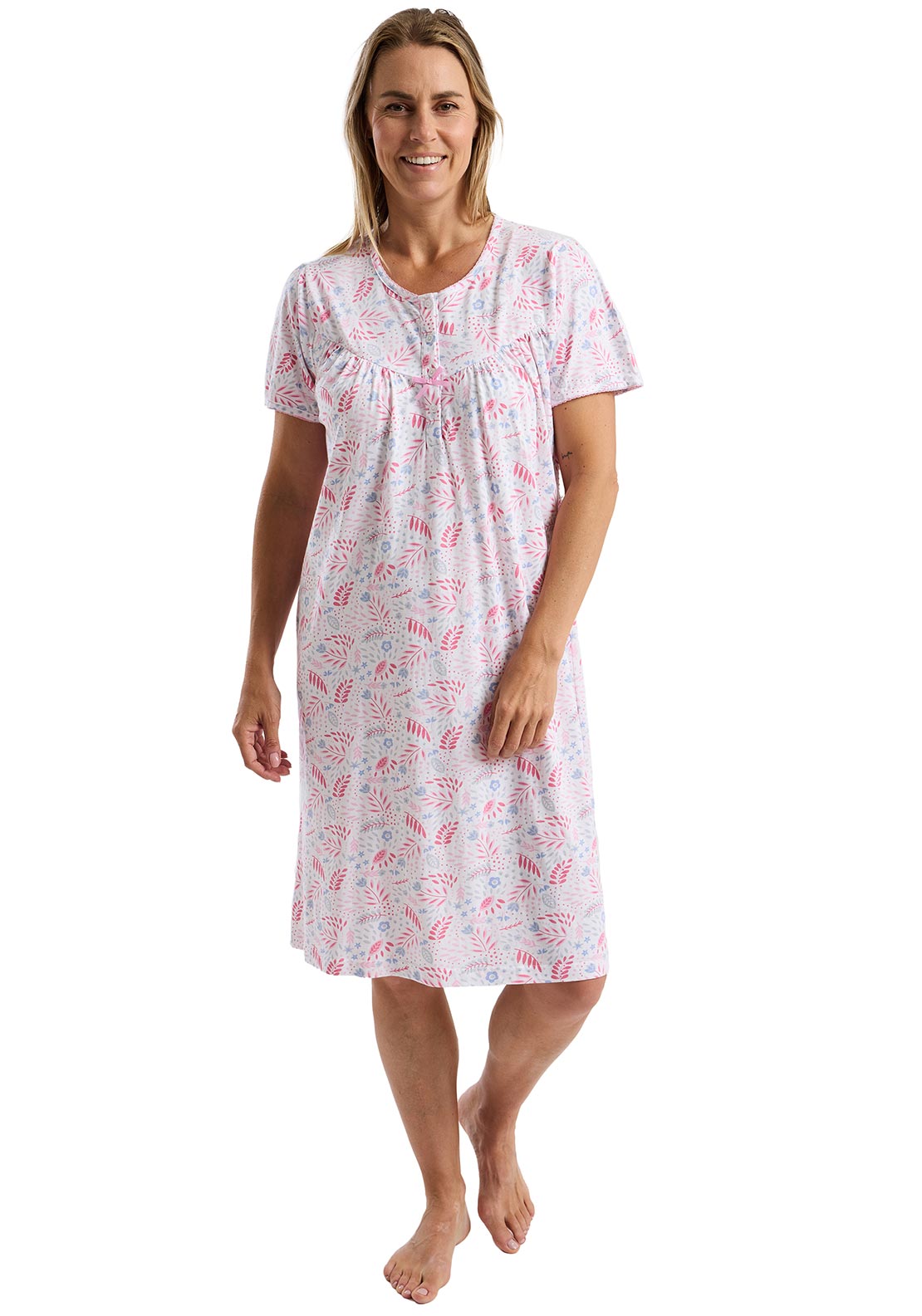 Marlon Short Sleeve Jersey Cotton Nightdress Fun Floral Print