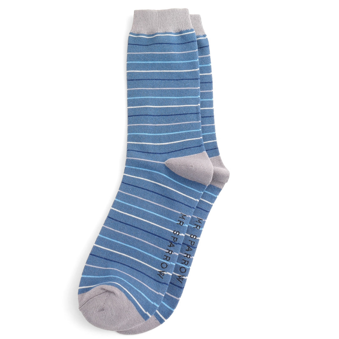 Mr Heron Men’s Bamboo Socks Thin Stripes Navy