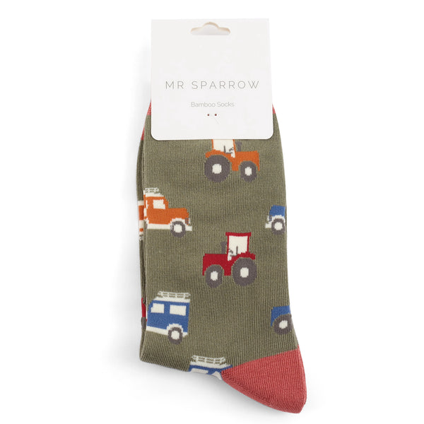 Mr Heron Men’s Bamboo Socks On the Farm Khaki