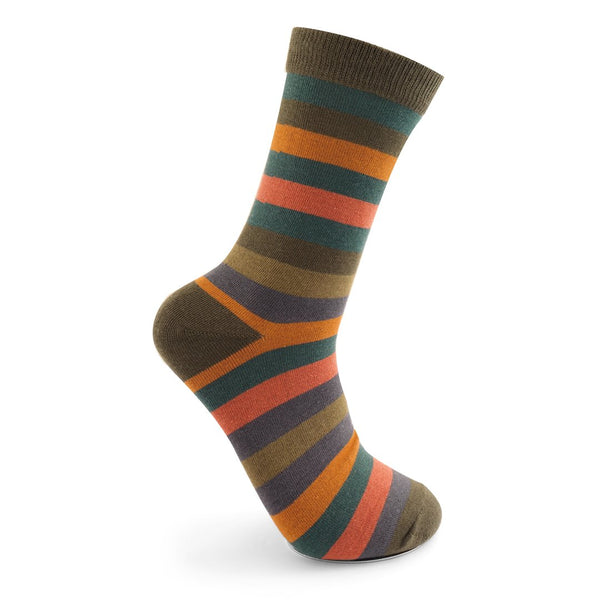 Mr Heron Men’s Bamboo Socks Striped Olive