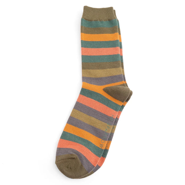 Mr Heron Men’s Bamboo Socks Striped Olive