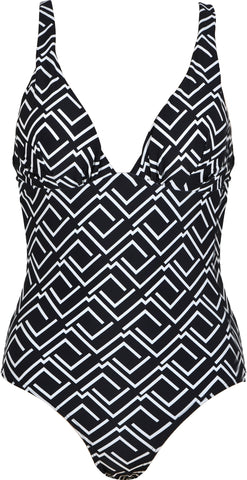 Naturana  Ladies Black & white V-Neck Swimsuit 73412