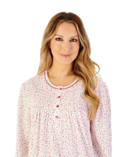 Slenderella Ditsy Print 45" Jersey Nightdress ND08102PK White-Pink
