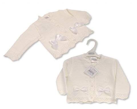 Nursery Time Knitted Baby Girls Cardigan with Bow BW10-586W