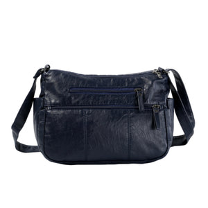 Ladies PU Crossbody Bag with Multi Zip Pockets D402