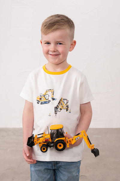Little Lighthouse Boy's Oliver Short Sleeve Top White- JCB