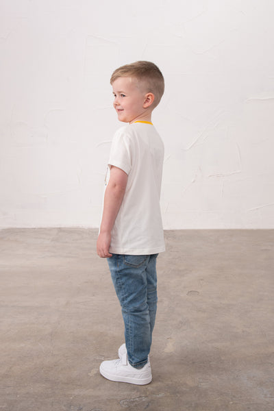 Little Lighthouse Boy's Oliver Short Sleeve Top White- JCB