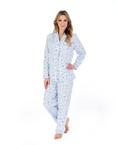 Slenderella Floral Printed Luxury Flannel Pyjama PJ04213 Blue