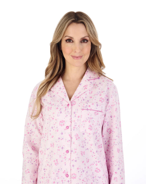 Slenderella Floral Printed Luxury Flannel Pyjama PJ04213 Pink