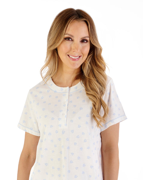 Slenderella Ladies Leaf Print Tailored Jersey Pyjama PJ07117