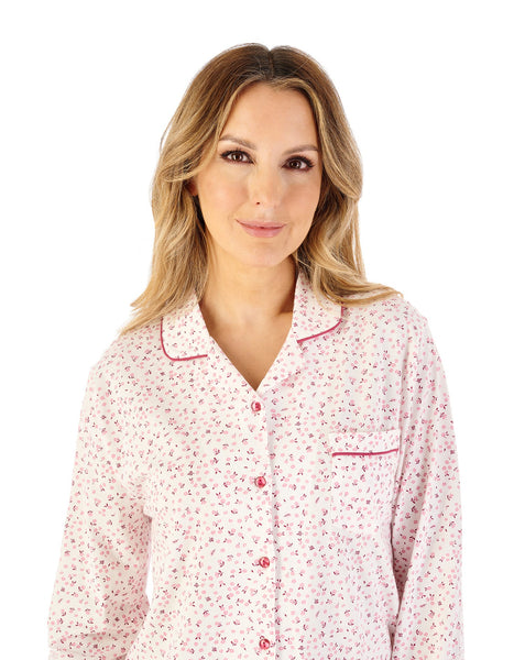 Slenderella Ditsy Print Tailored Jersey Pyjama PJ08103PK Pink