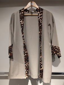 Lamiar Ladies Open Front Leopard Trimmed Jacket L36038