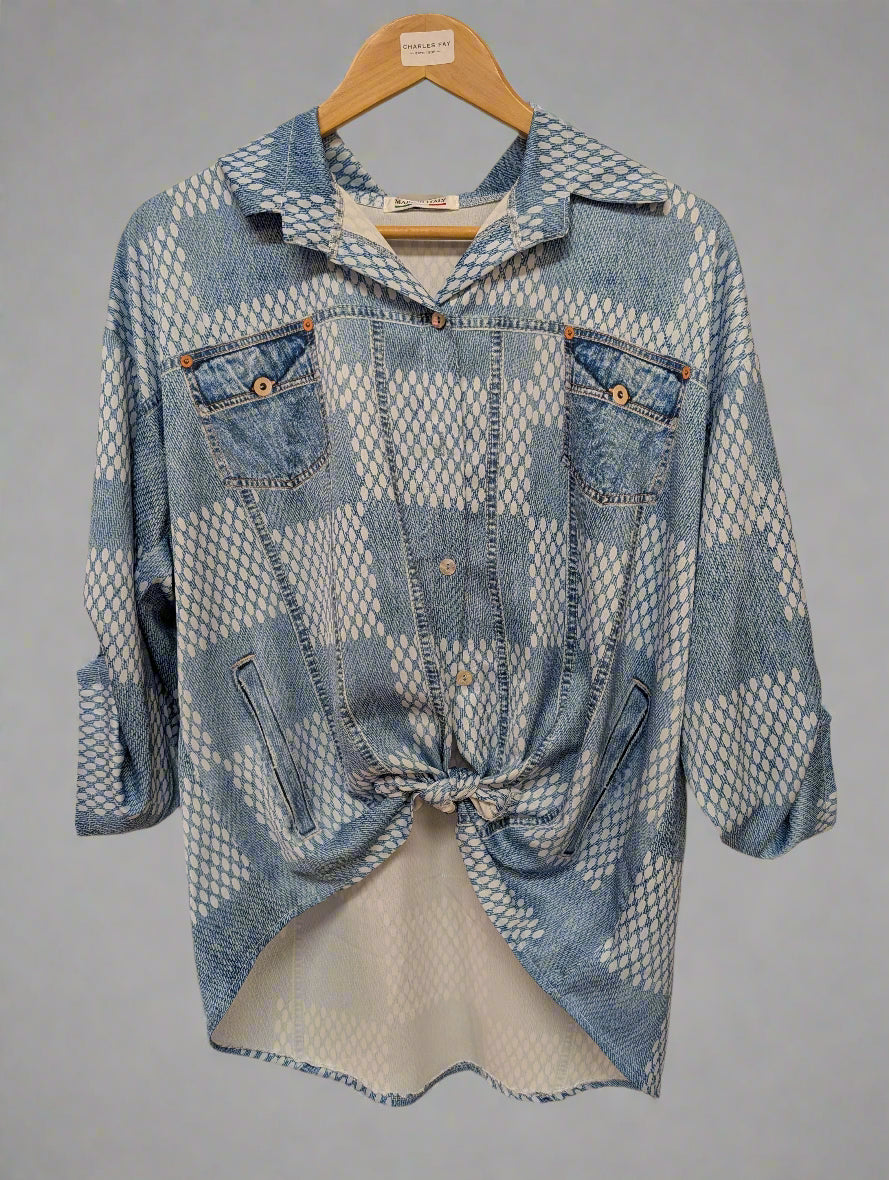 ladies one size denim  looking shirt
