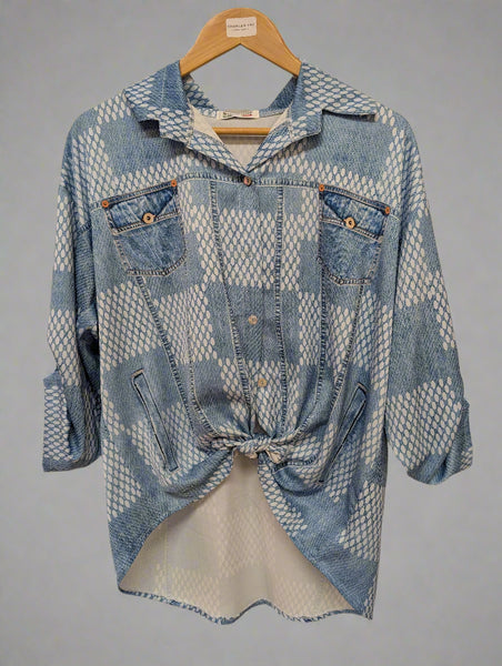 ladies one size denim  looking shirt