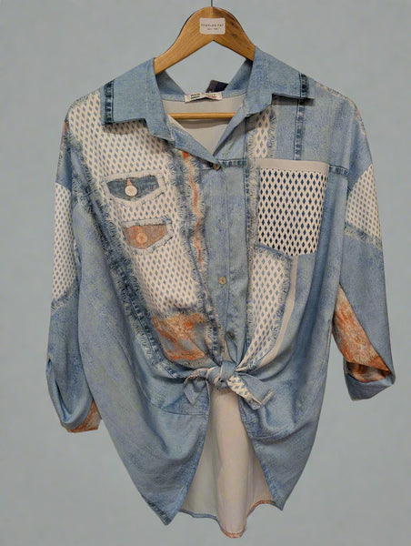 ladies one size denim blouse