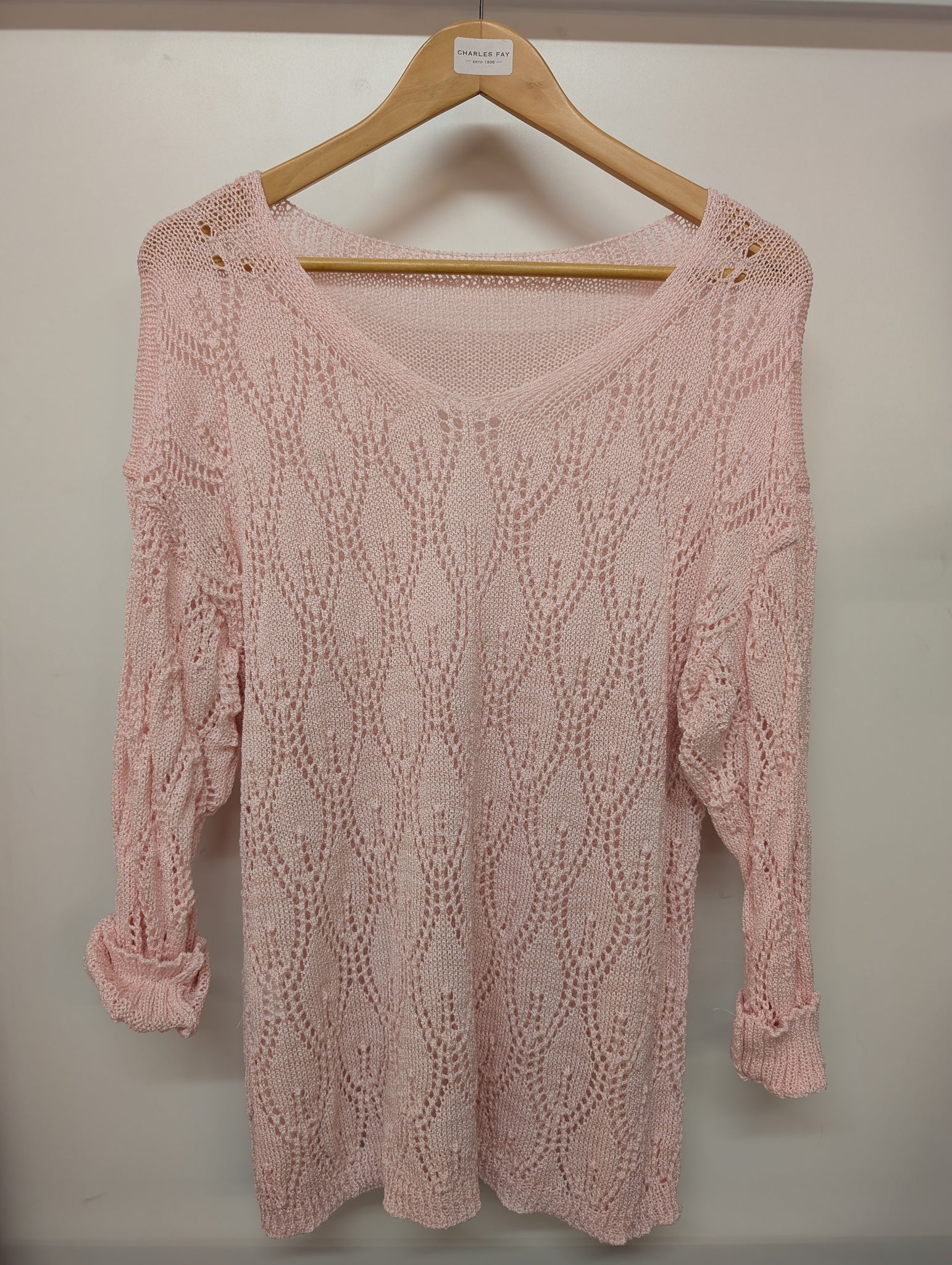 Maglificio Stella Ladies Diamond One size Pointelle Knit Jumper HM330506