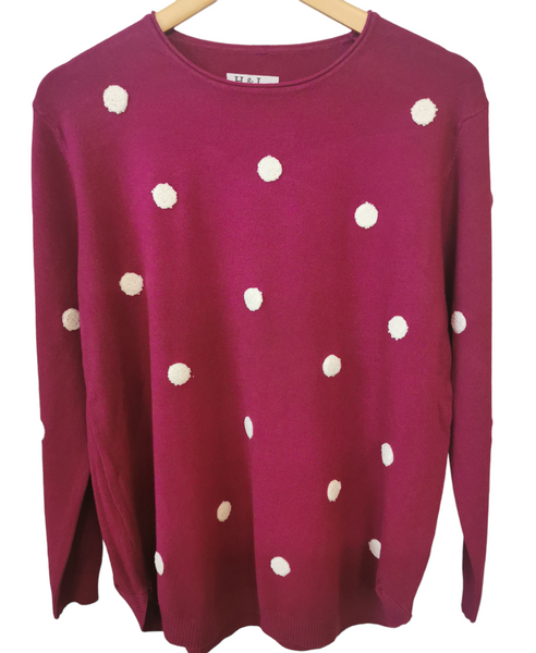 H&L Ladies RoundNeck Jumper Polka Dots H-2662