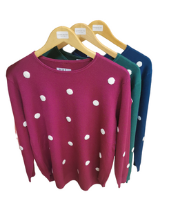 H&L Ladies RoundNeck Jumper Polka Dots H-2662