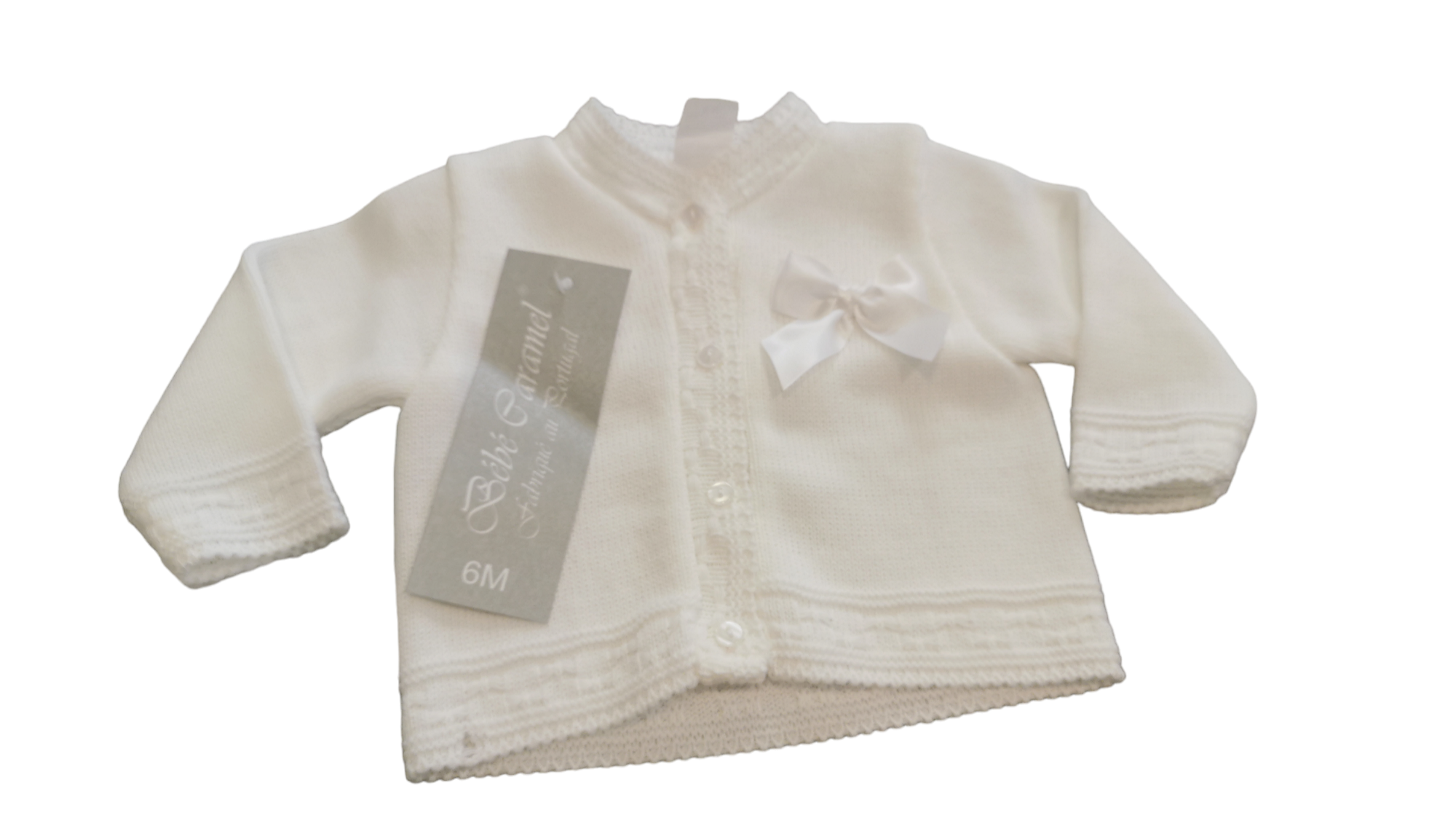 Bebe Caramel Baby Girls Knitted Cardigan with Bow BC656 White