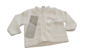 Bebe Caramel Baby Girls Knitted Cardigan with Bow BC656 White