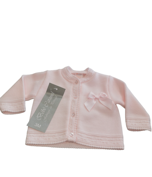 Bebe Caramel Baby Girls Knitted Cardigan with Bow BC656 White