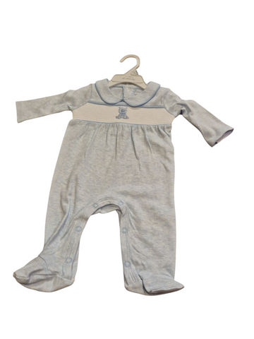 Watch Me Grow Baby Boy Smocked Velour All In One  G13107 Bear
